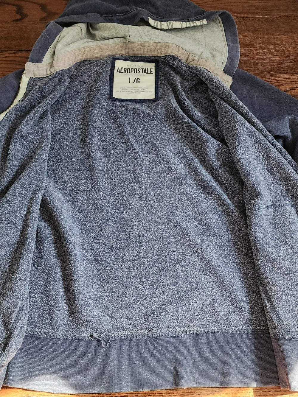 Vintage Aeropostale Full Zip Hoodie Grunge L Distressed Y2K 90s Trashed Skater - Picture 11 of 14